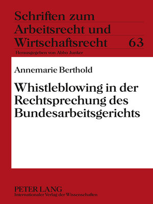 cover image of Whistleblowing in der Rechtsprechung des Bundesarbeitsgerichts